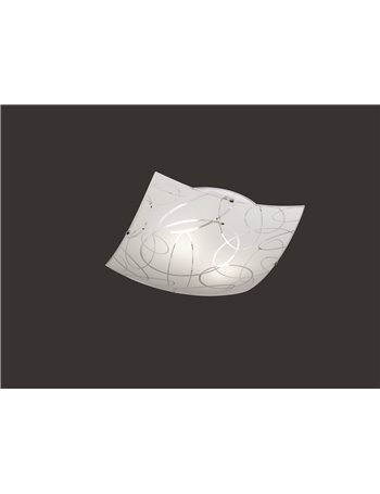 Spirelli plafoniera quadrata vetro decoro cerchi d. 40x40cm Moderno E27