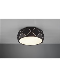 Zandor plafoniera metallo nero con tagli laser e diffusore d. 40cm Moderno E27