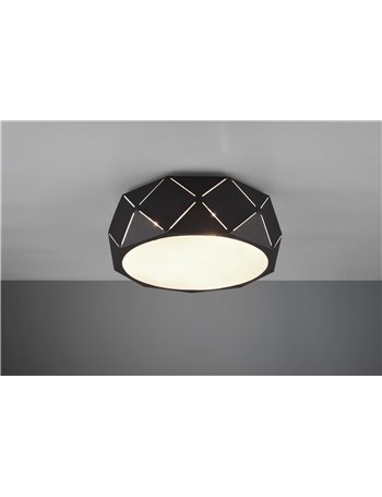 Zandor plafoniera metallo nero con tagli laser e diffusore d. 40cm Moderno E27