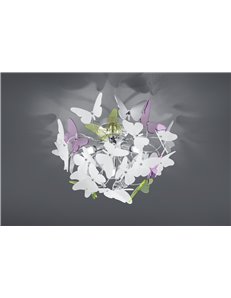 Butterfly plafoniera cromata con farfalle incluso kit colorato e bianco d. 45cm Moderno G9