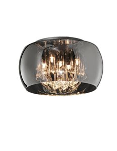 Vapore plafoniera vetro cromo con pendagli vetro dimmerabile d. 40cm Moderno G9