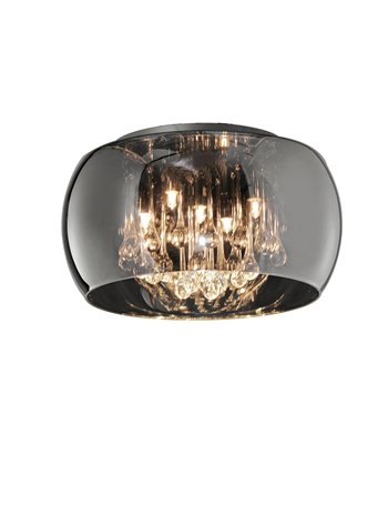 Vapore plafoniera vetro cromo con pendagli vetro dimmerabile d. 40cm Moderno G9
