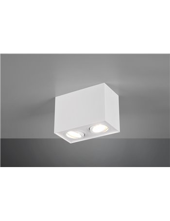 Biscuit cubo bianco 2 spots orientabili l. 17,8 x 9,6cm h. 12,5cm Moderno GU10