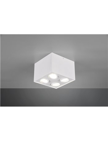Biscuit cubo bianco 4 spots orientabili l. 17,8 x 17,8cm h. 12,5cm Moderno GU10