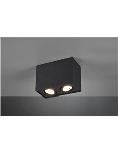 Biscuit cubo nero 2 spots orientabili l. 17,8 x 9,6cm h. 12,5cm Moderno GU10