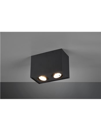 Biscuit cubo nero 2 spots orientabili l. 17,8 x 9,6cm h. 12,5cm Moderno GU10