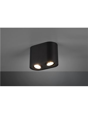 Cookie cilindro 2 spots orientabili nero l. 17,8cm h. 12,5cm Moderno GU10