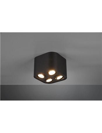 Cookie cilindro 4 spots orientabili nero l. 17,8 x 17,8cm h. 12,5cm Moderno GU10