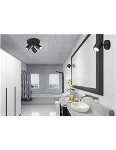 Angelo plafoniera 3 spots orientabili nero ip44 d.20cm Moderno GU10