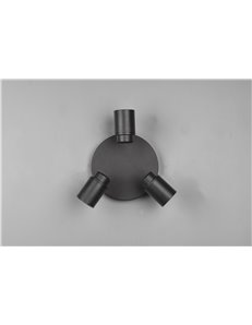 Angelo plafoniera 3 spots orientabili nero ip44 d.20cm Moderno GU10 2