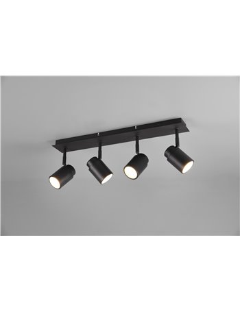 Angelo plafoniera 4 spots orientabili nero ip44 l.50cm Moderno GU10