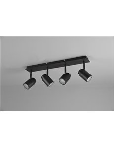 Angelo plafoniera 4 spots orientabili nero ip44 l.50cm Moderno GU10 2