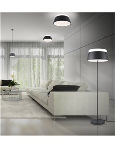 Baron plafoniera tonda metallo nero con diffusore satinato d.52 cm Moderno E27 2
