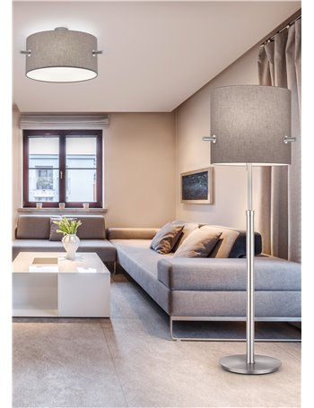 Camden plafoniera paralume grigio con montatura acciaio satinato d. 50cm Moderno E27
