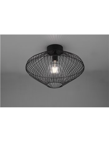 Cobain plafoniera gabbia metallo nero d.37cm Moderno E27