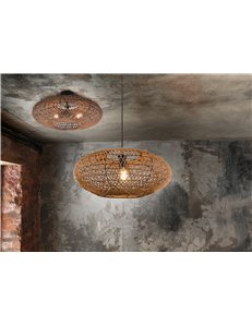 Hedda plafoniera in fibra sisal marrone con montatura nera d. 52cm Moderno E27 2