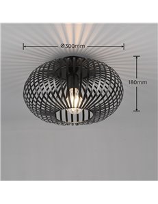 Johann plafoniera metallo ellisse nero d. 30cm Moderno E27 2