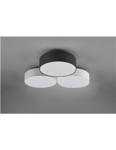 Lugano plafoniera 3 diffusori bianco nero grigio 64,5cm Moderno E27