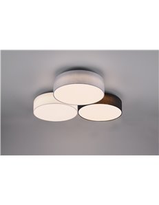 Lugano plafoniera 3 diffusori bianco nero grigio 64,5cm Moderno E27 2