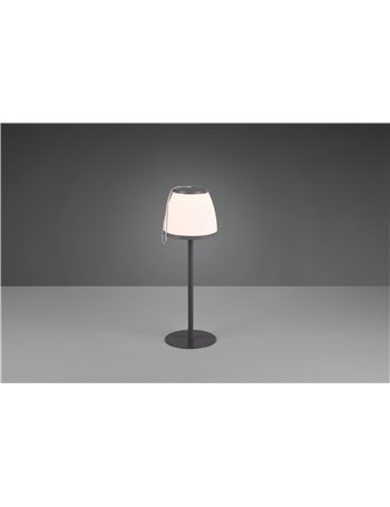 Domingo lampada da tavolo da esterno 4 intensita touch ip44 nera ricaricabile con usb con diffusore portatile h. 36,5cm  Moderno