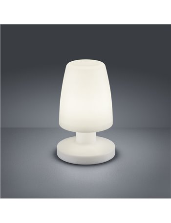 Dora lampada tavolo led da esterno ip44 diffusore curvo ricaricabile h. 20,5cm d. 13cm Moderno LED