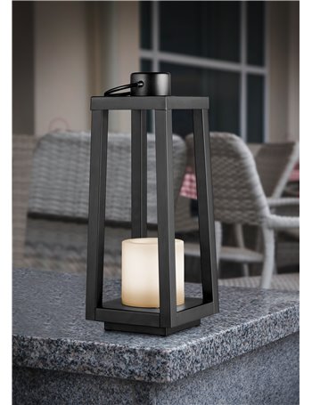 Loja lampada da appoggio led da esterno solare ricaricabile nera con effetto candela ip44 h.42cm Moderno led