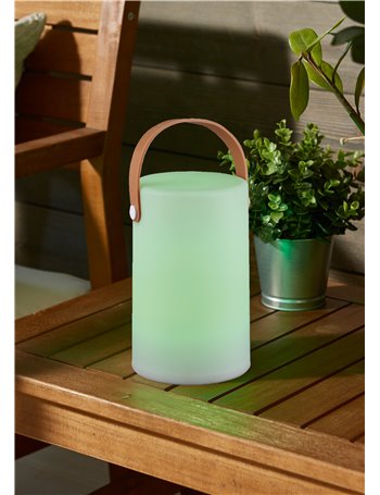 Aruba lampada da appoggio cilindro led effetto rgb con ricarica usb da esterno h. 20,5cm Moderno LED