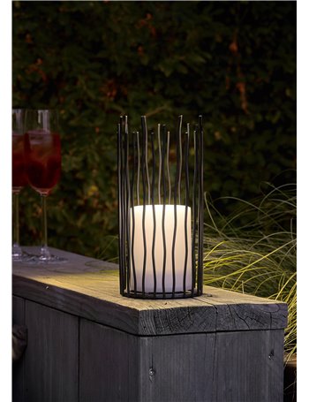 Coro lampada da appoggio led da esterno solare ricaricabile nera con effetto candela ip44 h.22cm Moderno led
