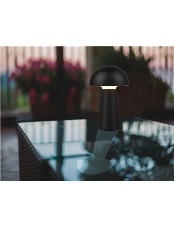 Lennon lampada da appoggio led da esterno fungo ricaricabile usb nera touch 4 intensita' h. 22cm ip 45 Moderno LED