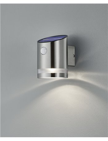 Salta applique led da esterno solare ricaricabile acciaio satinato con sensore di movimento ip44 h.12,7cm Moderno LED