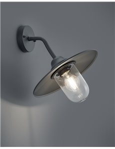 Brenta applique da esterno down fusione di alluminio verniciata antracite con diffusore vetro trasparente ip44 h.35cm Vintage E2