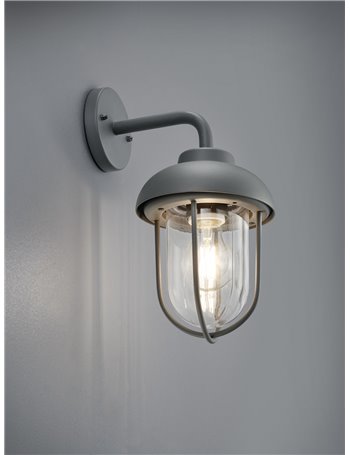 Duero applique da esterno down fusione di alluminio verniciata antracite con diffusore vetro trasparente ip44 h.32cm Vintage E27