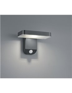 Esquel applique led da esterno solare ricaricabile antracite con sensore di movimento ip44 l.18cm Moderno led