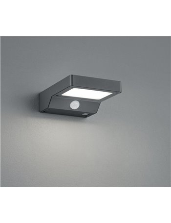 Fomosa applique led da esterno solare ricaricabile antracite con sensore di movimento ip44 p.16cm Moderno led