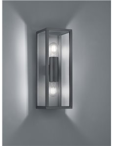 Garonne applique da esterno doppia lampadina fusione di alluminio antracite e vetro trasparente ip44 h.40cm Vintage E27