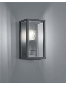 Garonne applique da esterno rettangolare in fusione colore antracite l. 14cm x h. 26,5cm Moderno E27