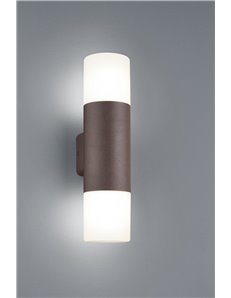 Hoosic applique da esterno doppio diffusore fusione di alluminio colore ruggine h. 33cm Moderno E27