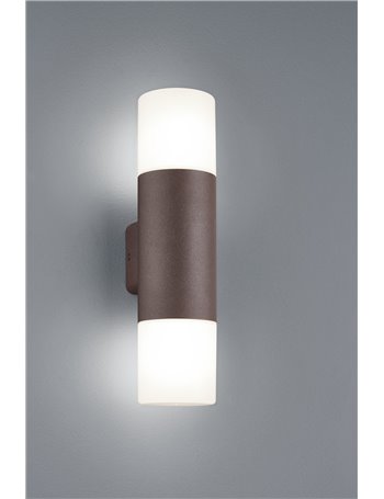 Hoosic applique da esterno doppio diffusore fusione di alluminio colore ruggine h. 33cm Moderno E27