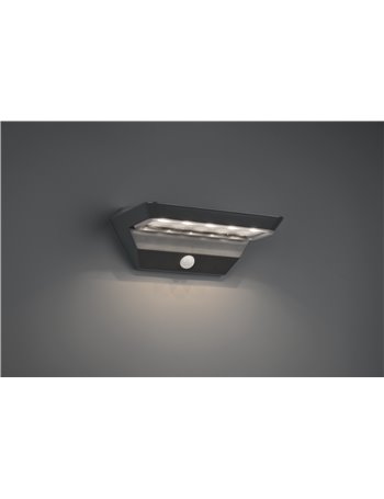 Mendoza applique led da esterno solare ricaricabile antracite con sensore di movimento ip44 l.22cm Moderno led