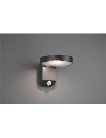 Posadas applique led da esterno solare ricaricabile antracite con sensore di movimento ip44 p.18,3cm Moderno led