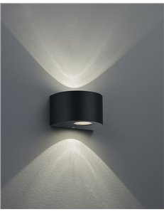 Rosario applique led da esterno mezza luna nera con diffusori intercambiabili l.15cm Moderno LED