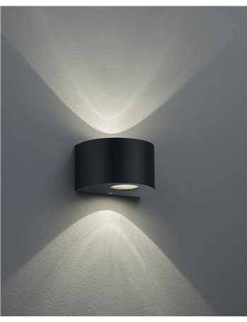 Rosario applique led da esterno mezza luna nera con diffusori intercambiabili l.15cm Moderno LED