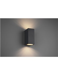 Roya applique da esterno fusione alluminio squadrata antracite a bi-emissione ip44 h.15cm Moderno GU10