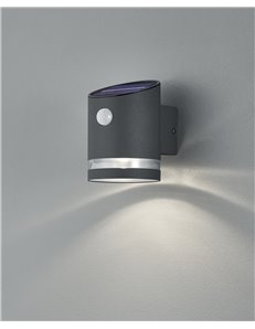 Salta applique led da esterno solare ricaricabile antracite con sensore di movimento ip44 h.12,7cm Moderno led