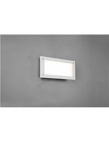 Kelly applique led da esterno da incasso a parete fusione bianca l. 24cm x h. 11cm ip44 Moderno Led