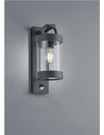 Sambesi applique da esterno lanterna con sensore di movimento metallo antracite h. 33cm Moderno Led