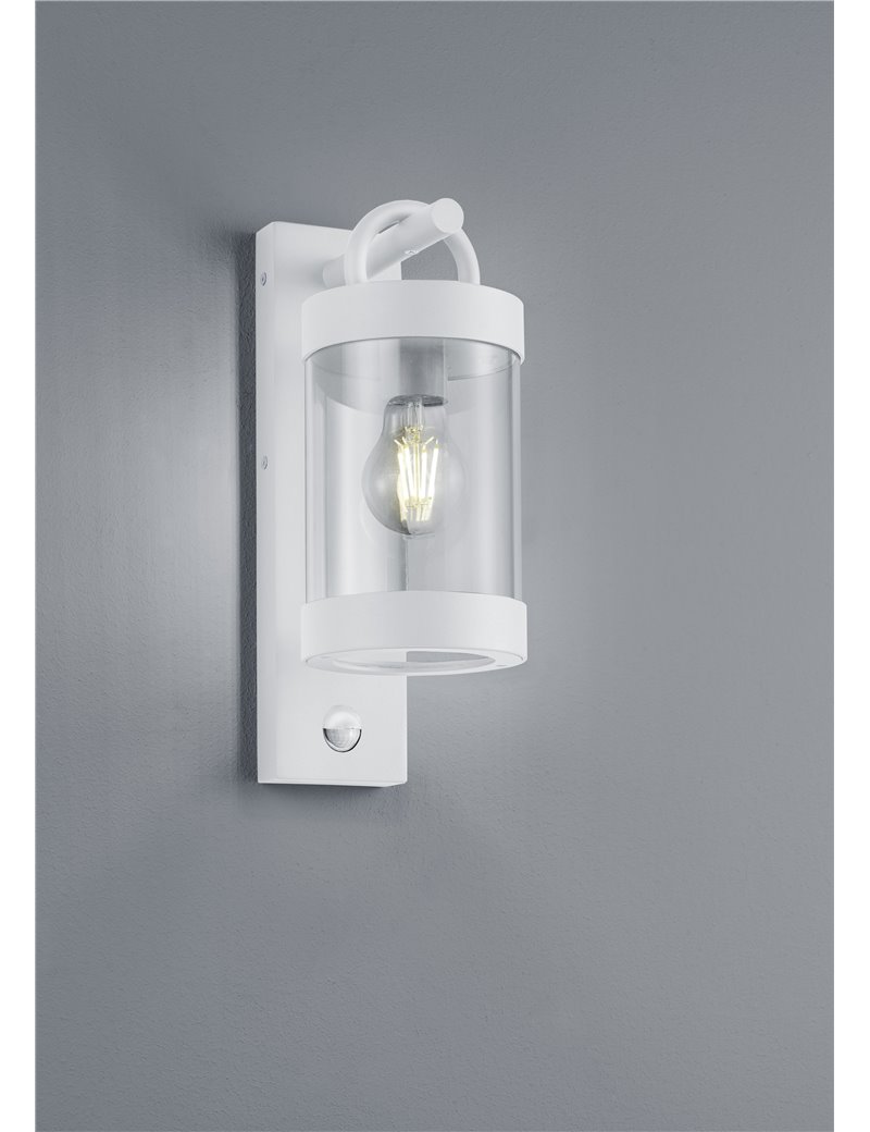 Trio Lighting Sambesi applique da esterno lanterna con sensore di movimento  metallo bianco h. 33cm Moderno Led