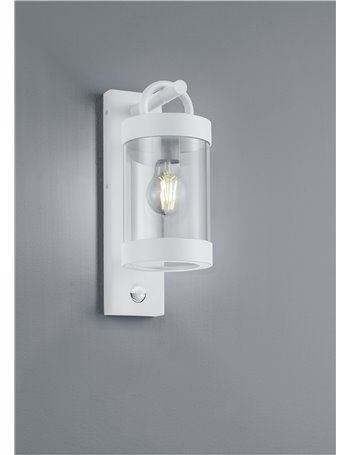 Sambesi applique da esterno lanterna con sensore di movimento metallo bianco h. 33cm Moderno Led