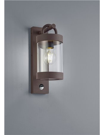Sambesi applique da esterno lanterna con sensore di movimento metallo ruggine h. 33cm Moderno Led
