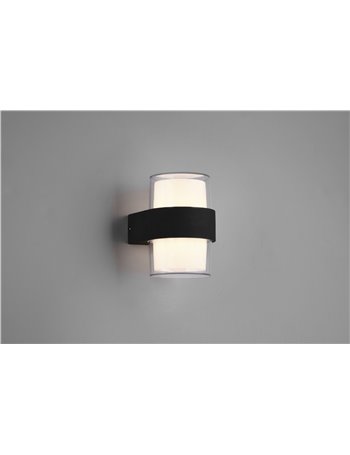Molina applique da esterno in fusione alluminio antracite doppio diffusore tondo h. 10,5cm ip54 Moderno LED